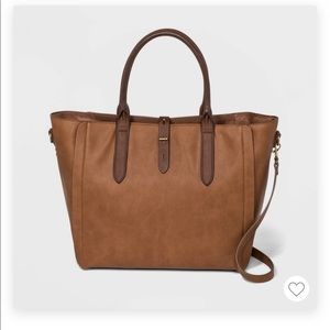 Brown leather handbag